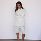 The Oversized Blazer - Cream Pinstripe