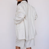The Oversized Blazer - Cream Pinstripe