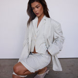 The Oversized Blazer - Cream Pinstripe