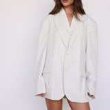 The Oversized Blazer - Cream Pinstripe