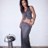 Maxi Skirt - Grey Pinstripe PRE ORDER