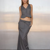 Maxi Skirt - Grey Pinstripe PRE ORDER