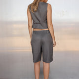 Low Rise Short - Grey Pinstripe PRE ORDER