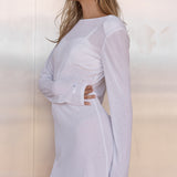 Long Sleeve Mini Dress - White