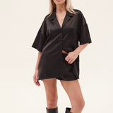 Silky Oversized Shirt- Black