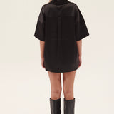 Silky Oversized Shirt- Black