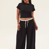 Essential Wide Leg Pant PETITE Length - Black PRE ORDER DEC