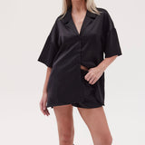 Silky Oversized Shirt- Black