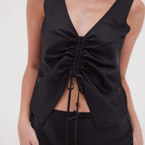 Essential Drawstring Top - Black