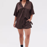 Silky oversized shirt- Espresso