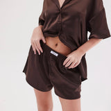 Silky oversized shirt- Espresso