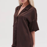 Silky oversized shirt- Espresso