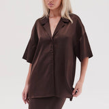 Silky oversized shirt- Espresso