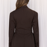 Lace Up Brown Stripe Blazer