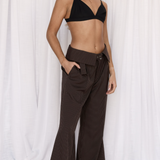 Fold Over Pant - Brown Stripe