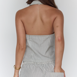 Longline Short - Cream Stripe