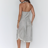 Longline Short - Cream Stripe