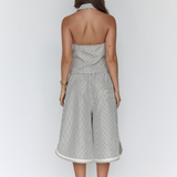 Longline Short - Cream Stripe