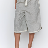 Longline Short - Cream Stripe