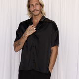 Silky Oversized Shirt- Black