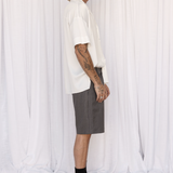 Low Rise Short - Grey Pinstripe