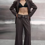 Fold Over Pant - Brown Stripe