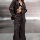 Fold Over Pant - Brown Stripe