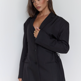 Lace Up Blazer - Black