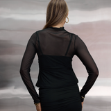Black Sheer High Neck Top