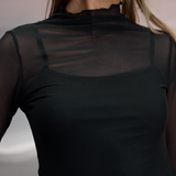 Black Sheer High Neck Top