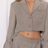 Pleated Mini Skirt - Brown Houndstooth