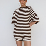 Stripe Tee - Cream/Brown