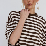 Stripe Tee - Cream/Brown