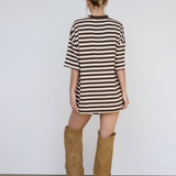 Stripe Tee - Cream/Brown