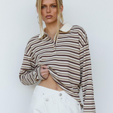 Polo Top - Brown Stripe