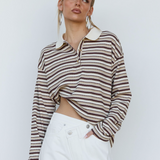Polo Top - Brown Stripe