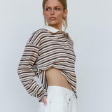 Polo Top - Brown Stripe