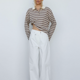 Polo Top - Brown Stripe