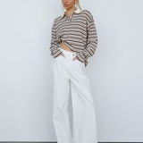 Polo Top - Brown Stripe
